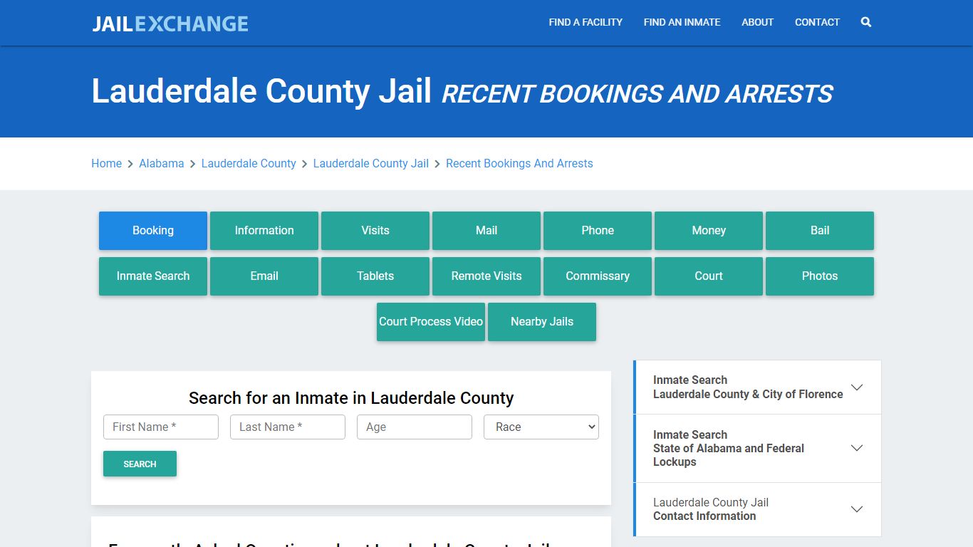 Lauderdale County Jail AL Recent Arrests and Bookings